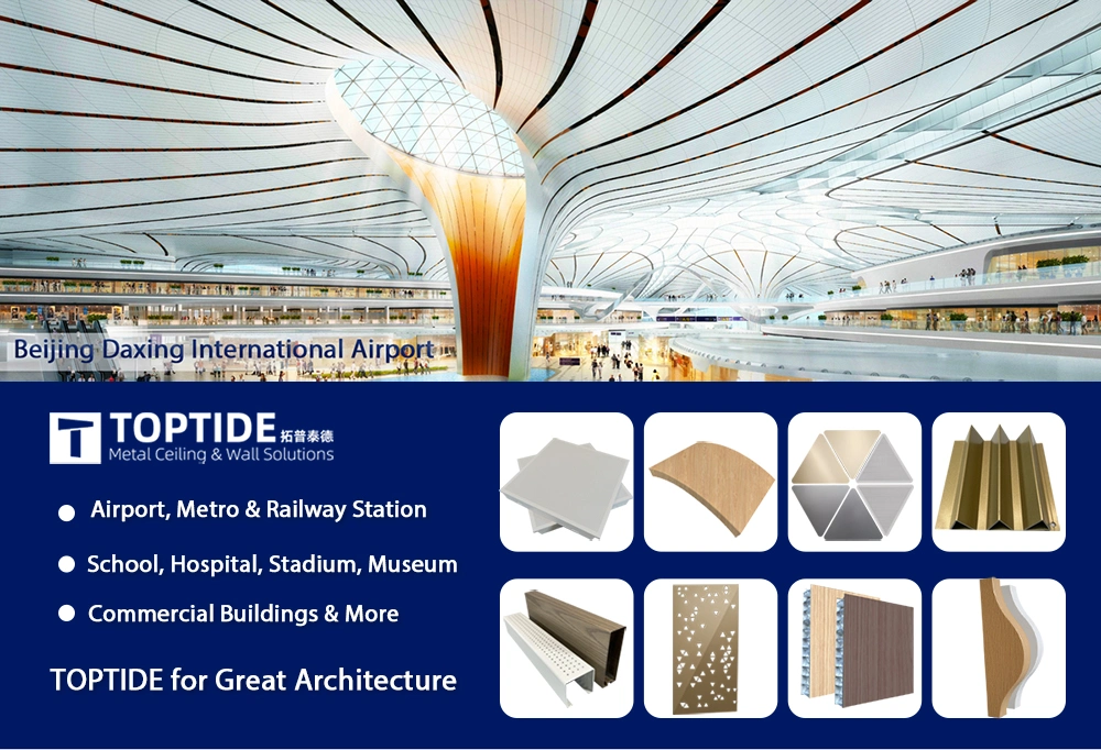 Fashion False Metal Ceilings Customized Building Material Suspended Curved Aluminum Ceiling