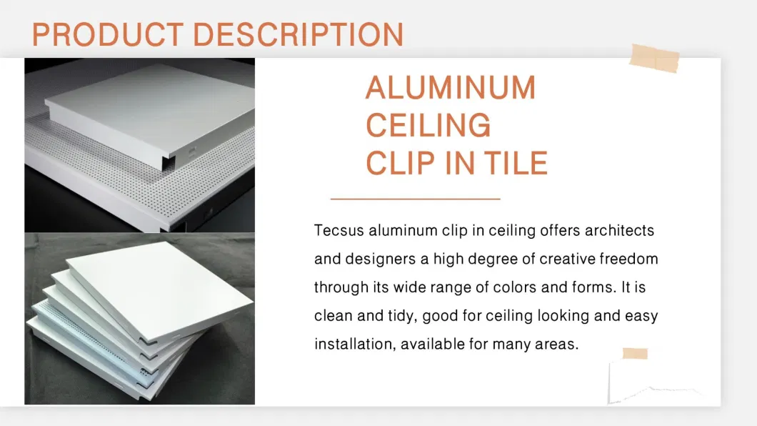 Factory Price Soundproof Aluminum Ceiling for Office Decoration with CE (TECSUS-Clip In 600)