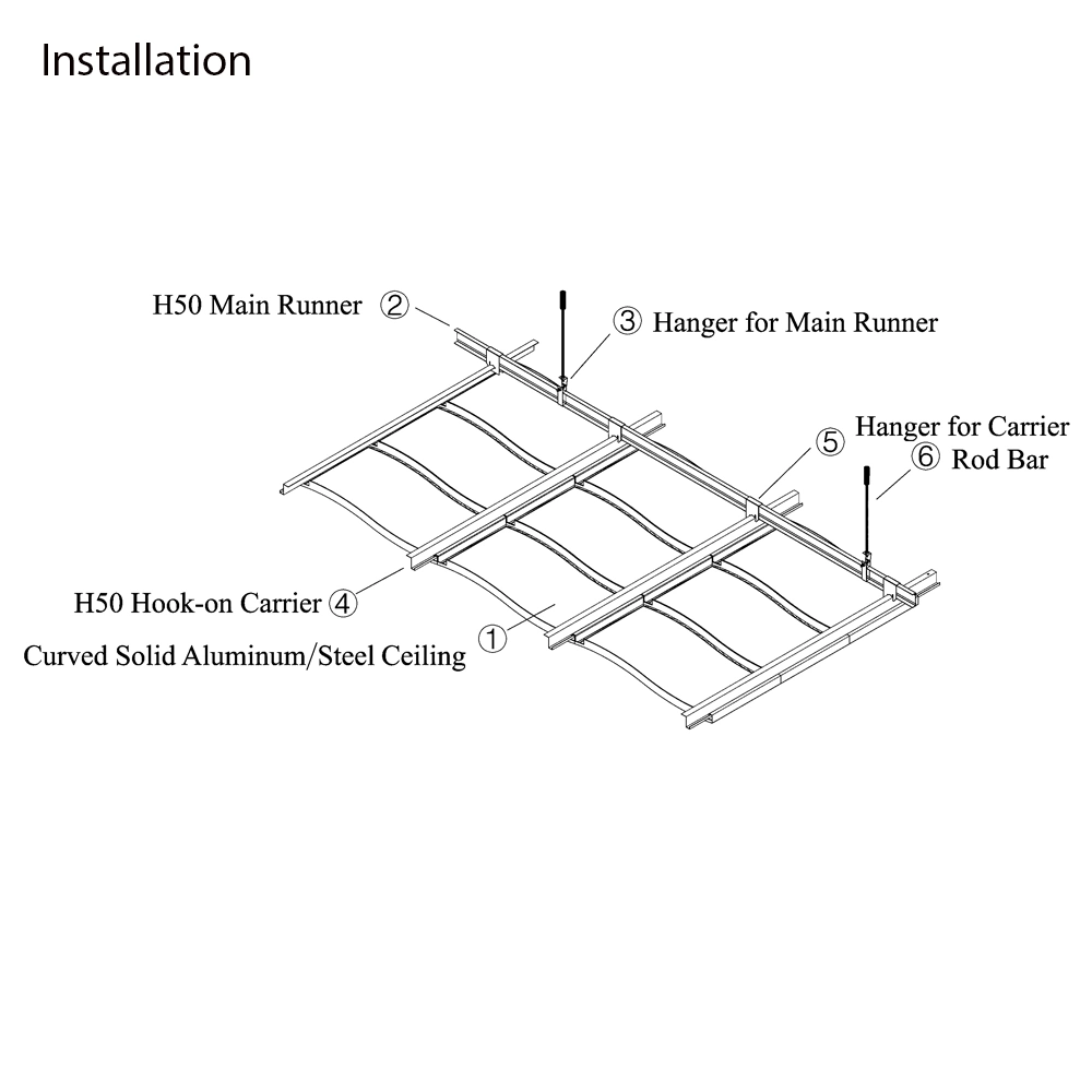 Metalwork Demountable Metal Suspended Ceilings Aluminum False Hook on Ceiling Panel
